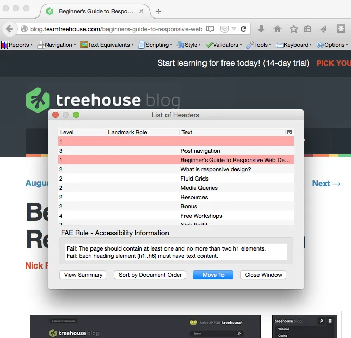 Browser add-ons, such as Accessibility Evaluation Toolbar, find shortcomings.