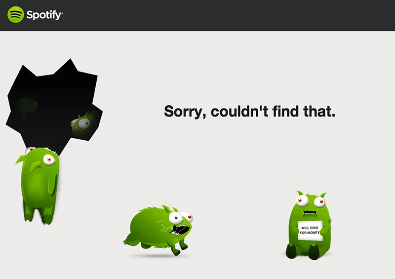 Spotify's cute mascot apologizes and suggests singing for money.