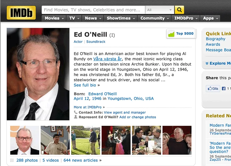 IMDb’s reference data adapts to the user's preferences and displays the Swedish title in the English text.