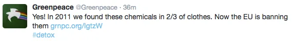 Greenpeace using a hashtag of their own choice.