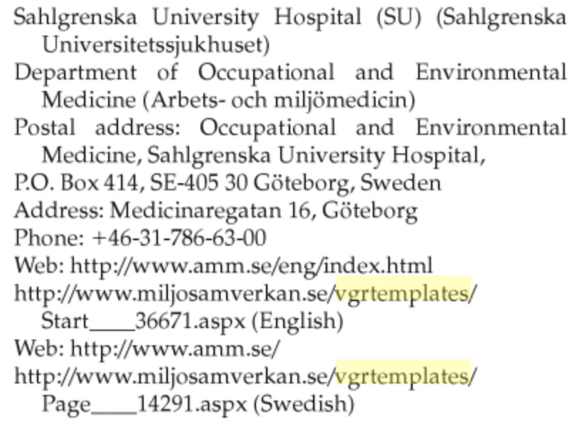 Reference URLs found in a book on toxicology. Try guessing the content of the last two URLs...