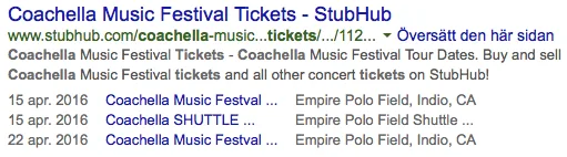Displaying related dates in Google's results-page.