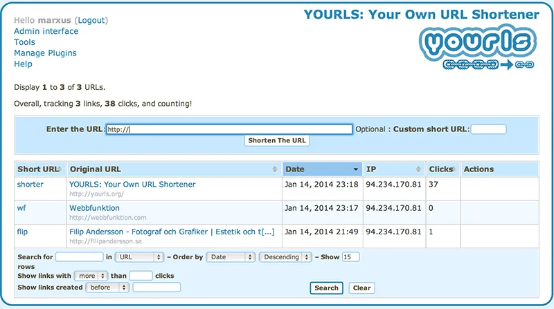 Yourls is a simple URL-shortening service you can host yourself.