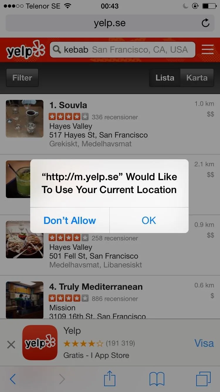 A website is asking if it can know my location.