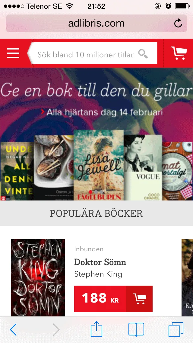 Adlibris.se är bland de första mobile first- webbplatser jag stött på.