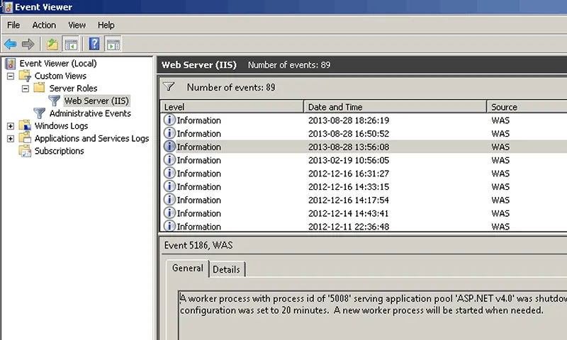 I Windows händelselogg kan man se vilka fel som inträffat på den maskinen.