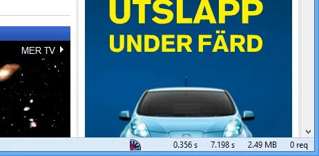 Praktiskt placerat längst ner till höger i Firefox visar Lori information om varje sidvisnings svarstid, inladdningstid och tyngd.