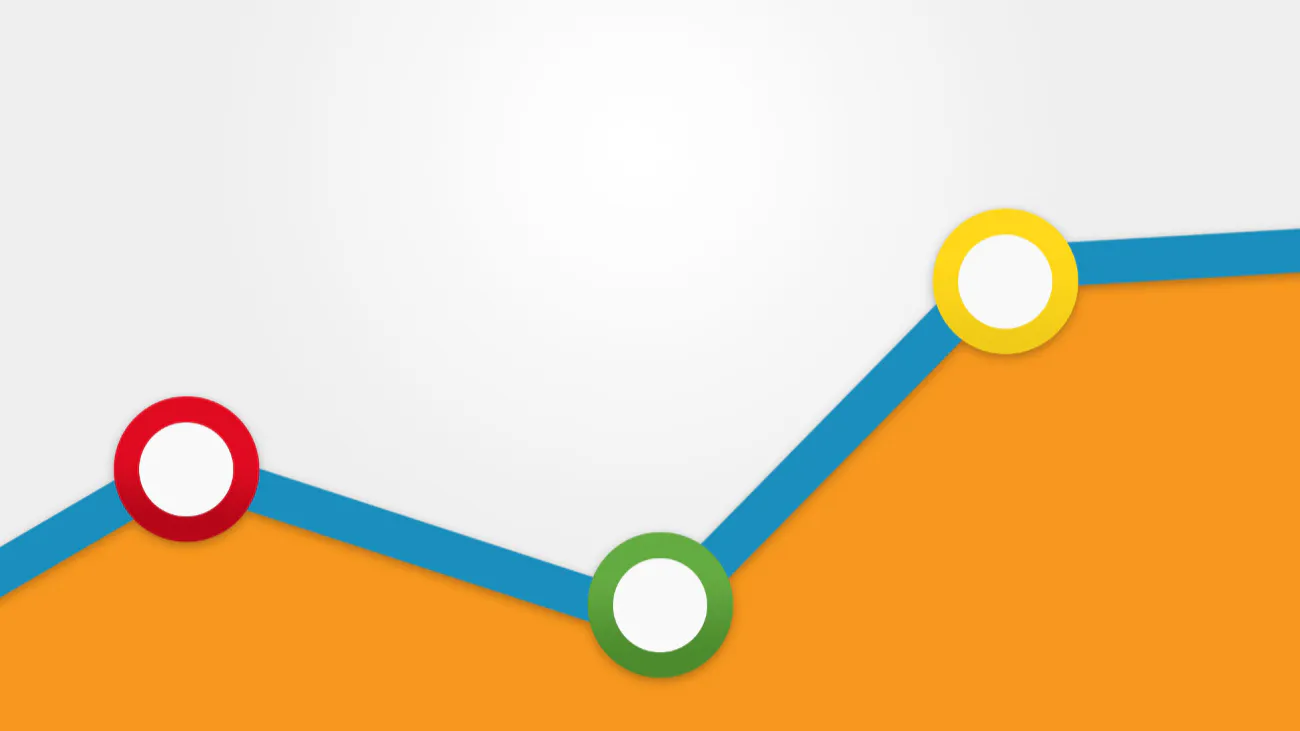 Graf med tre punkter. Gul mot vit bakgrund
