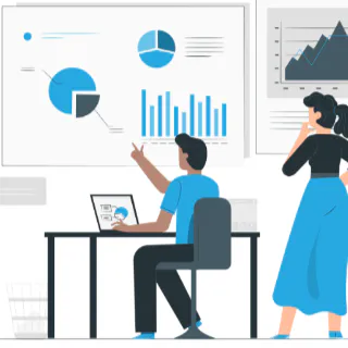 Två personer som iaktar instrumentpaneler fulla med datapunkter