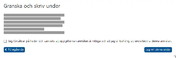 Figur 31 Användaren får en sammanställning av vad som kommer att skickas in.