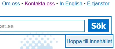 Figur 8: Tidigt i tabbordningen får användaren möjlighet att hoppa över navigationen via en skipplänk.